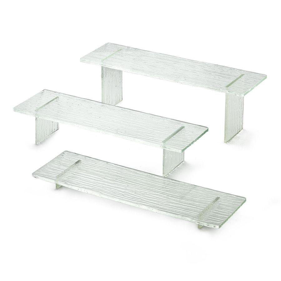 Tablecraft ARL3 Cristal 3 Piece Rectangle Acrylic Riser Set with Straight Legs 1", 3", 5"