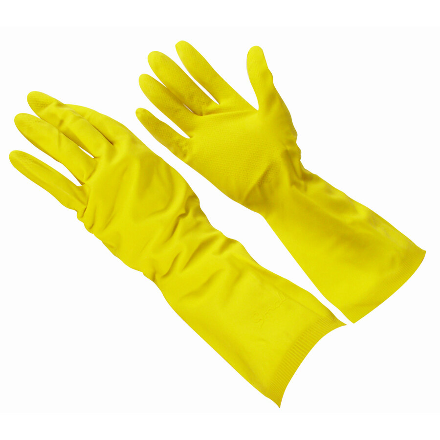 Large MultiUse Yellow Rubber Flock Lined Gloves