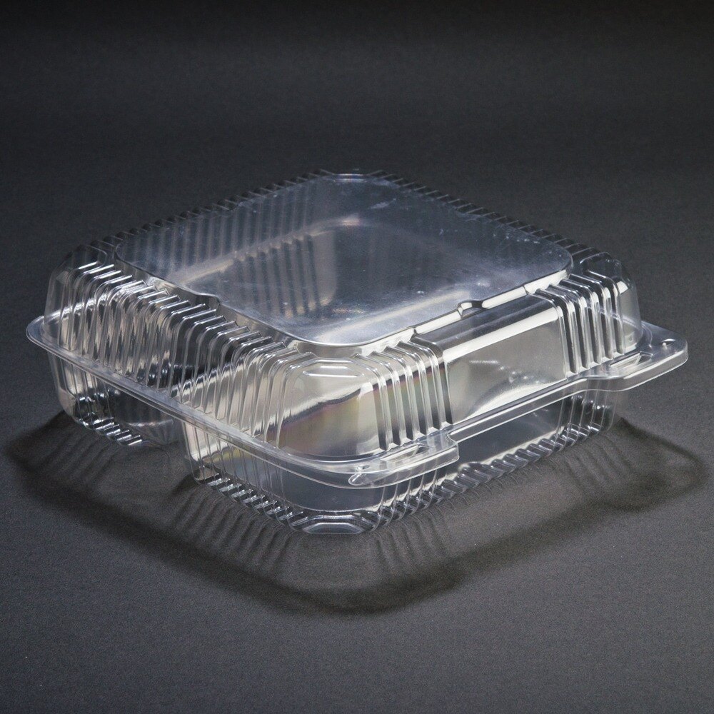 Durable Packaging PXT933 Duralock 9" x 9" x 3" Three Compartment Clear