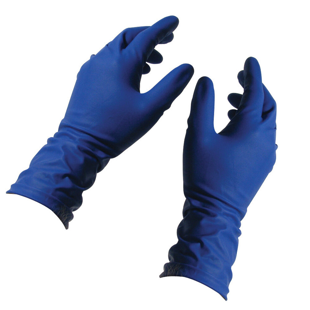 Box of 50 High Risk Latex Exam Gloves 15 Mil Large Blue