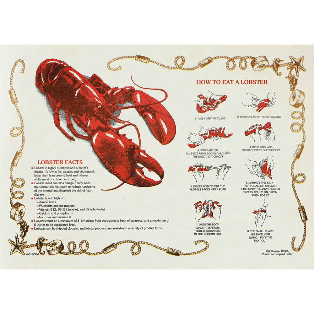 Hoffmaster 310601 10" x 14" Paper Placemat with Lobster Design 1000/Case