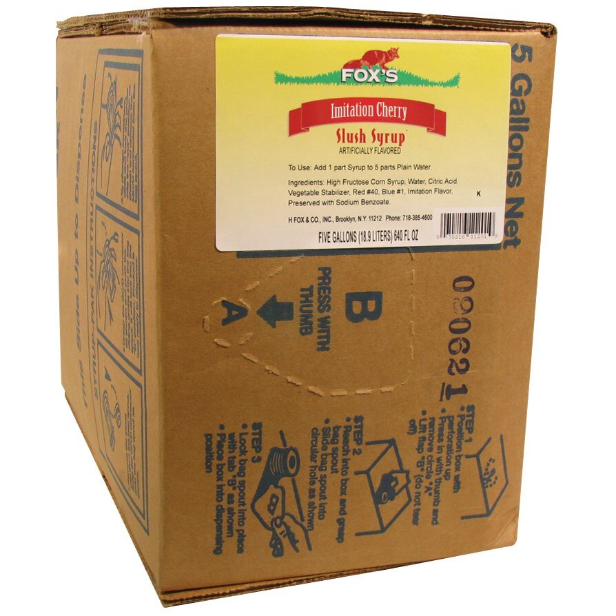 Fox's Bag In Box Cherry Slush Syrup 5 Gallon