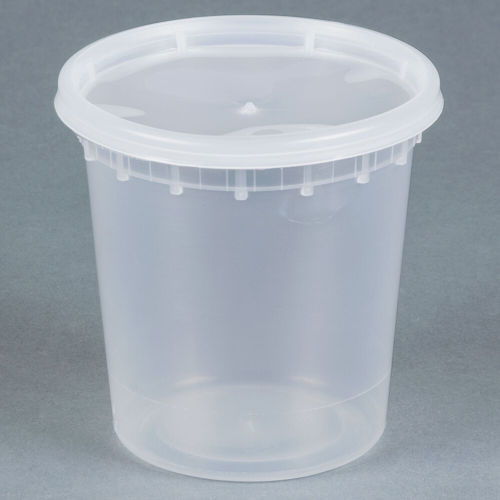 24 oz. Microwavable Translucent Plastic Deli Container with Lid 240