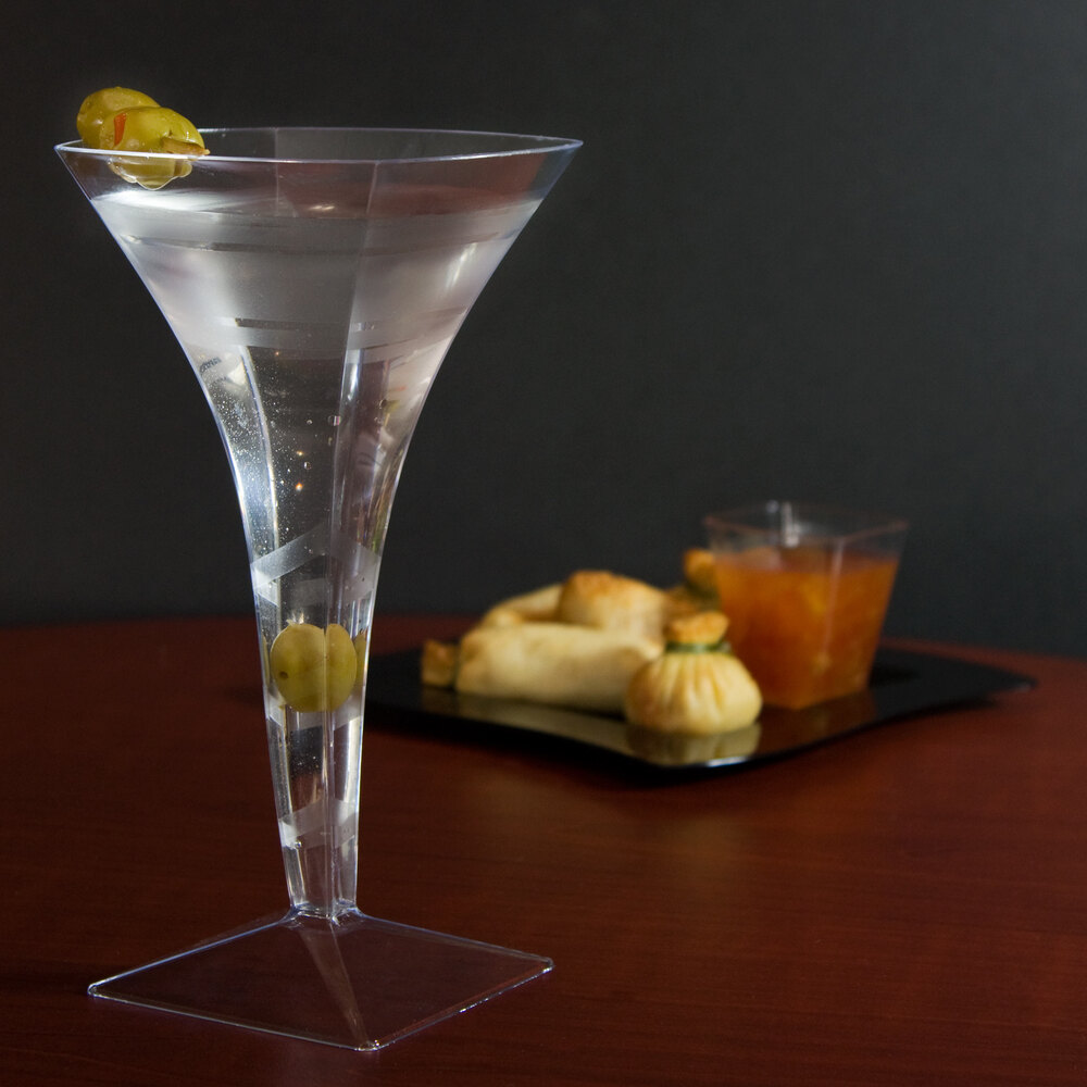 Fineline Wavetrends 1209 Clear Plastic 8 oz. Martini Glass 6/Pack