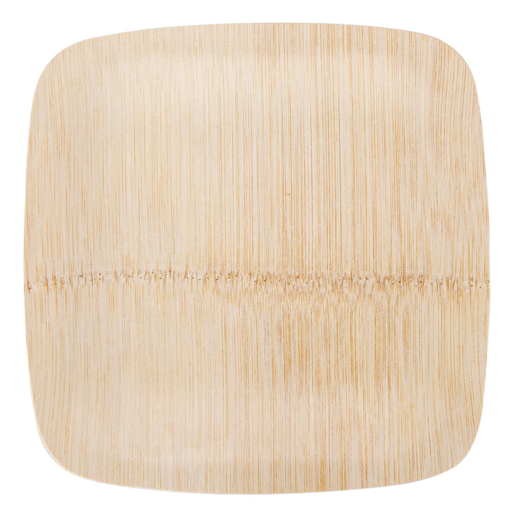 Bambu 063100 7" Disposable Square Bamboo Plate 25 / Pack