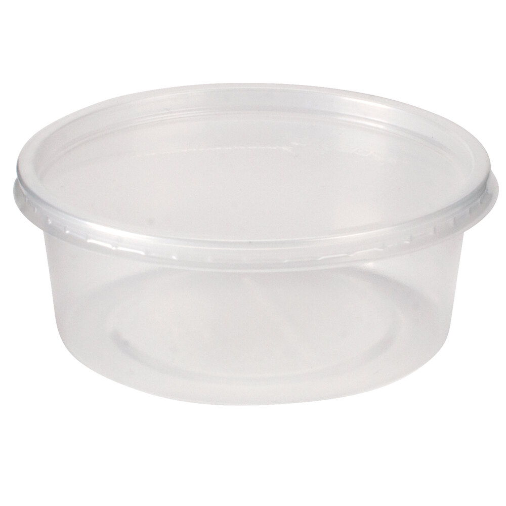 Choice 8 oz. Microwavable Translucent Round Deli Container and Lid