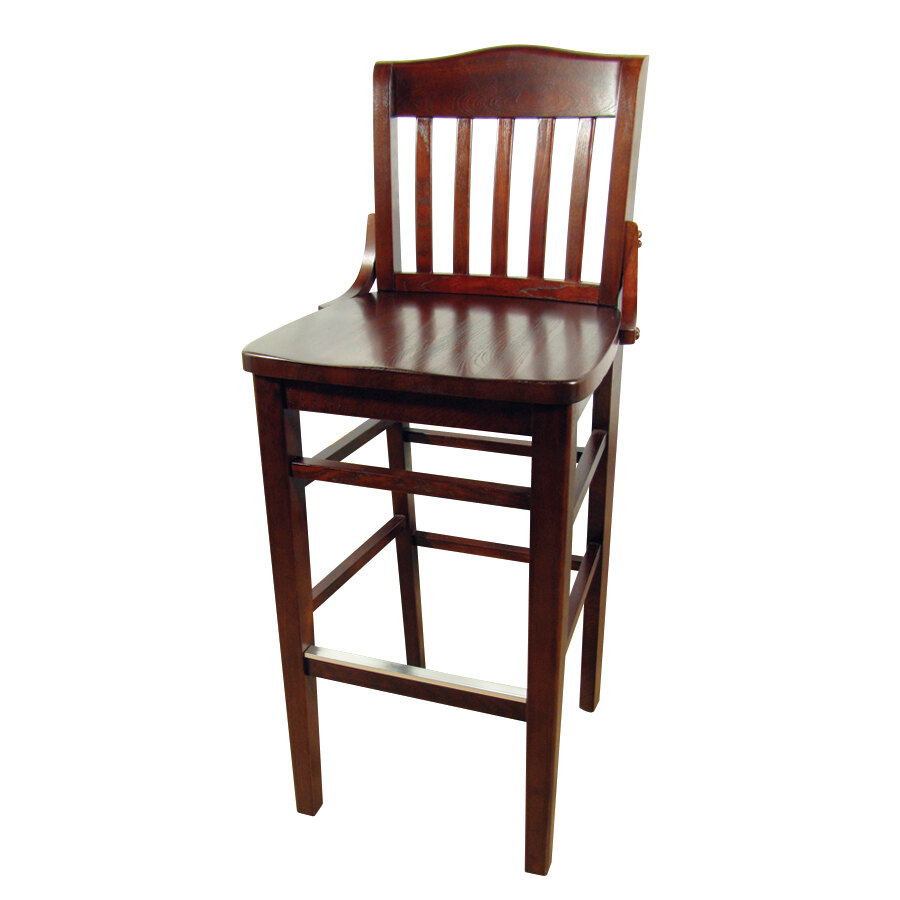 Lancaster Table & Seating Mahogany Wooden School House Chair Bar Height