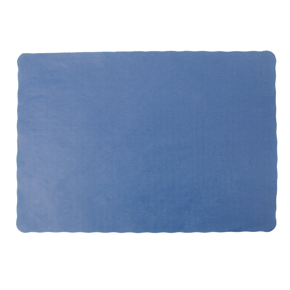Navy Blue 10'' x 14'' Colored Paper Placemat with Scalloped Edge 1000