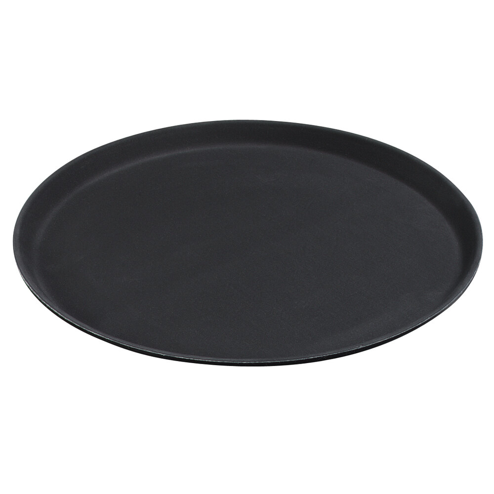 Carlisle 1400GL004 14" Black Round GripLite Non Skid Serving Tray