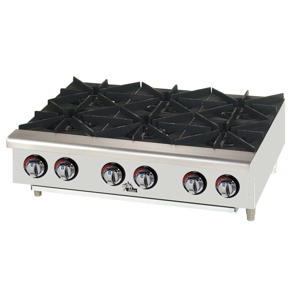 Star Max 606HF 36" 6 Burner Countertop Gas Range / Hot Plate 150,000 BTU