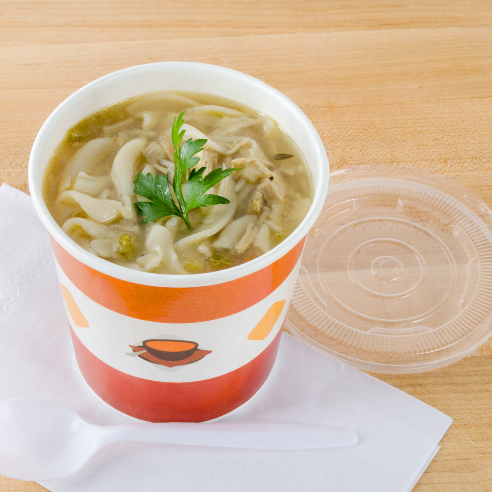 Choice 16 oz. DoubleWall Poly Paper Soup / Hot Food Cup with Plastic