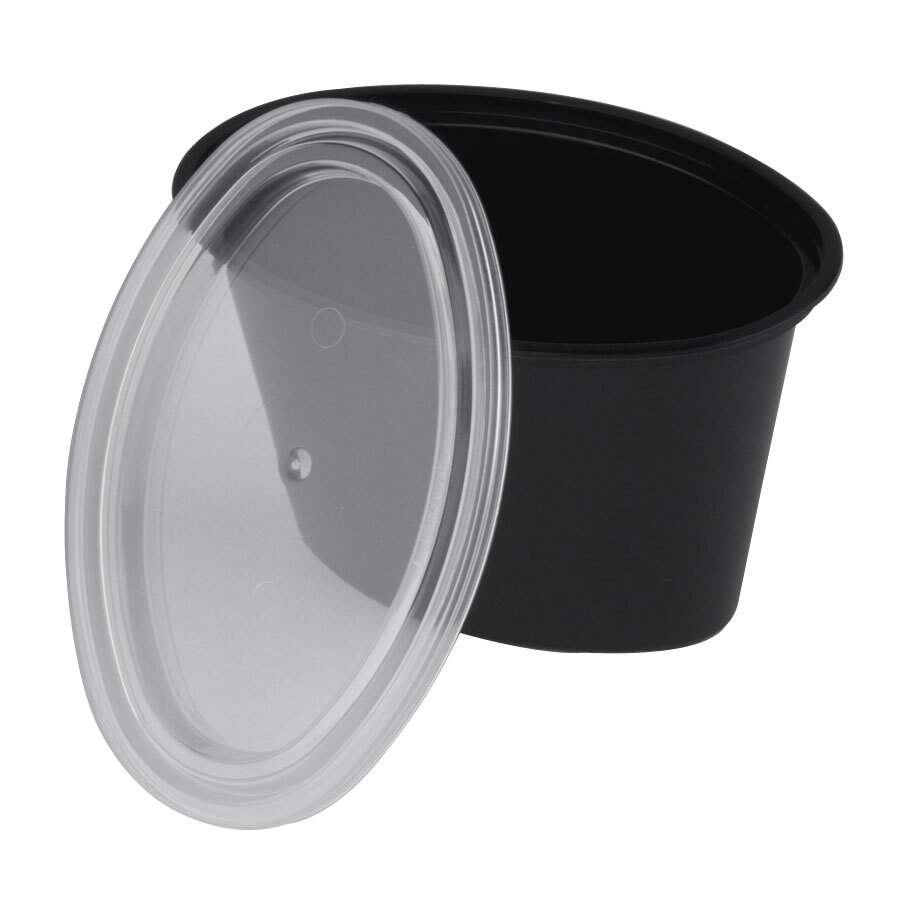 Newspring E504B ELLIPSO 4 oz. Black Oval Plastic Souffle / Portion Cup
