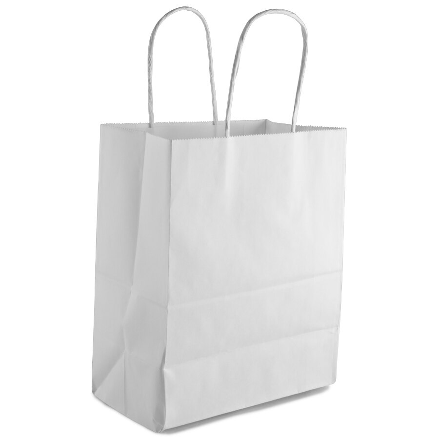 Tempo White Shopping Bag with Handles 8" x 4 1/2" x 10 1/4" 250/Case