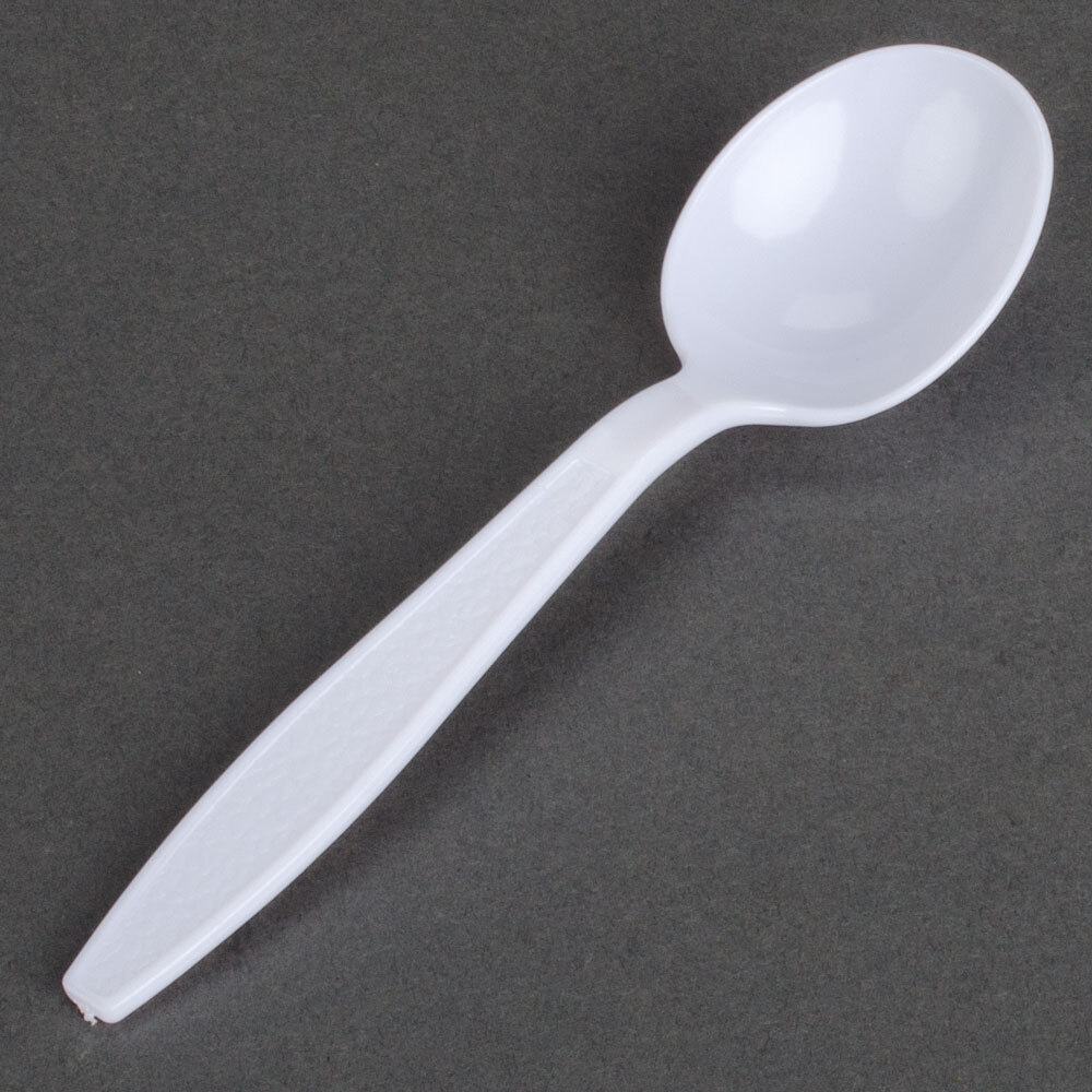 Visions Heavy Weight White Plastic Soup Spoon 100 / Pack