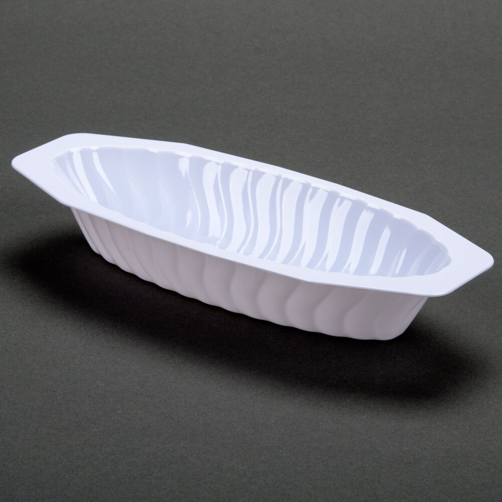 Fineline Flairware White 215WH 15 oz. Plastic Oval Bowl 12 / Pack