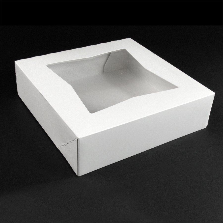 9" x 9" x 2 1/2" White Square Window Cake / Bakery Box 200 / Bundle