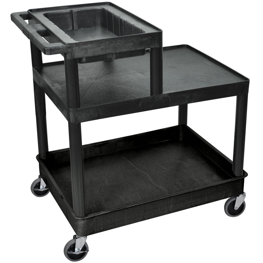 Luxor / H. Wilson LPT42 Three Shelf Tiered Utility Cart with Work Top