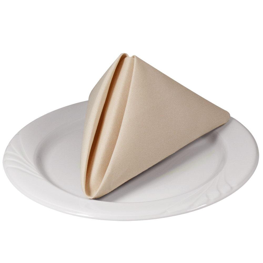 20" x 20" Beige Hemmed Polyspun Cloth Napkin 12 / Pack