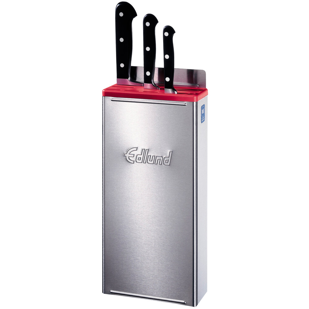 Edlund KR50R Stainless Steel Enclosed 12" Knife Rack with Red Insert
