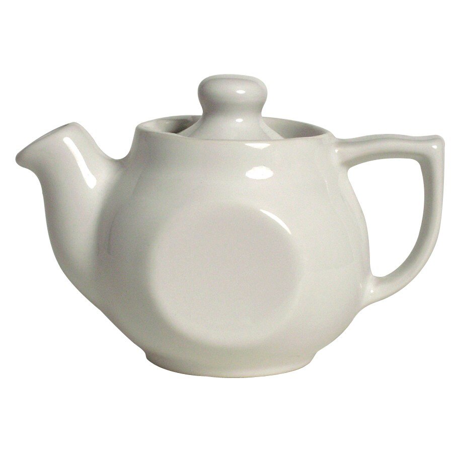 CAC TPW4 Ceramic 10 oz. White Tea Pot With Lid