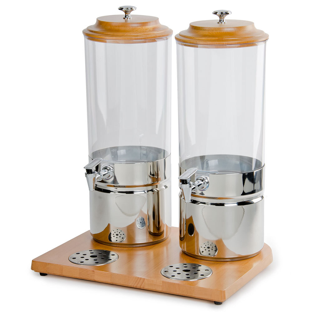 Choice 3.7 Gallon Wood and Polycarbonate Double Beverage Dispenser