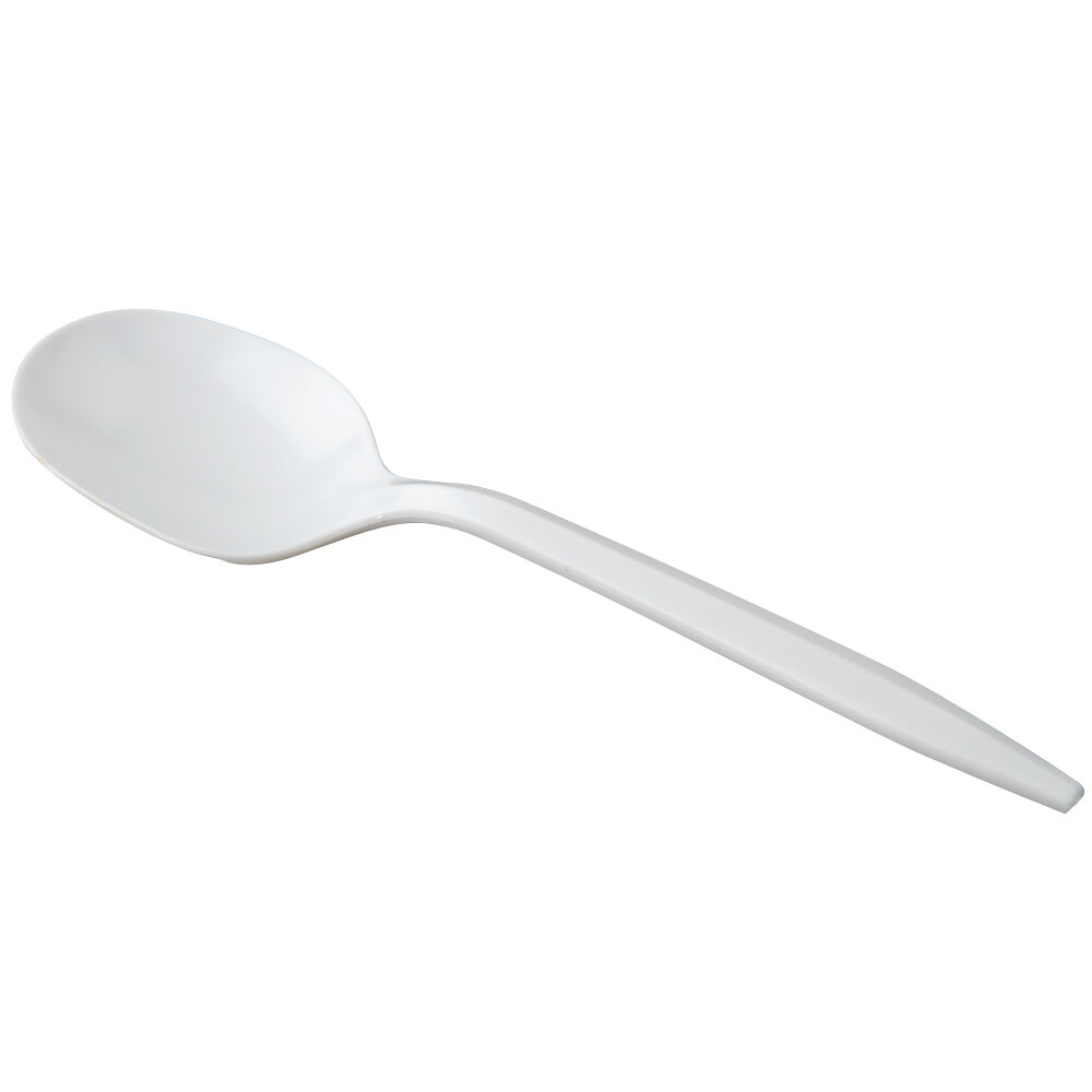 Choice Medium Weight White Plastic Soup Spoon 1000 / Case