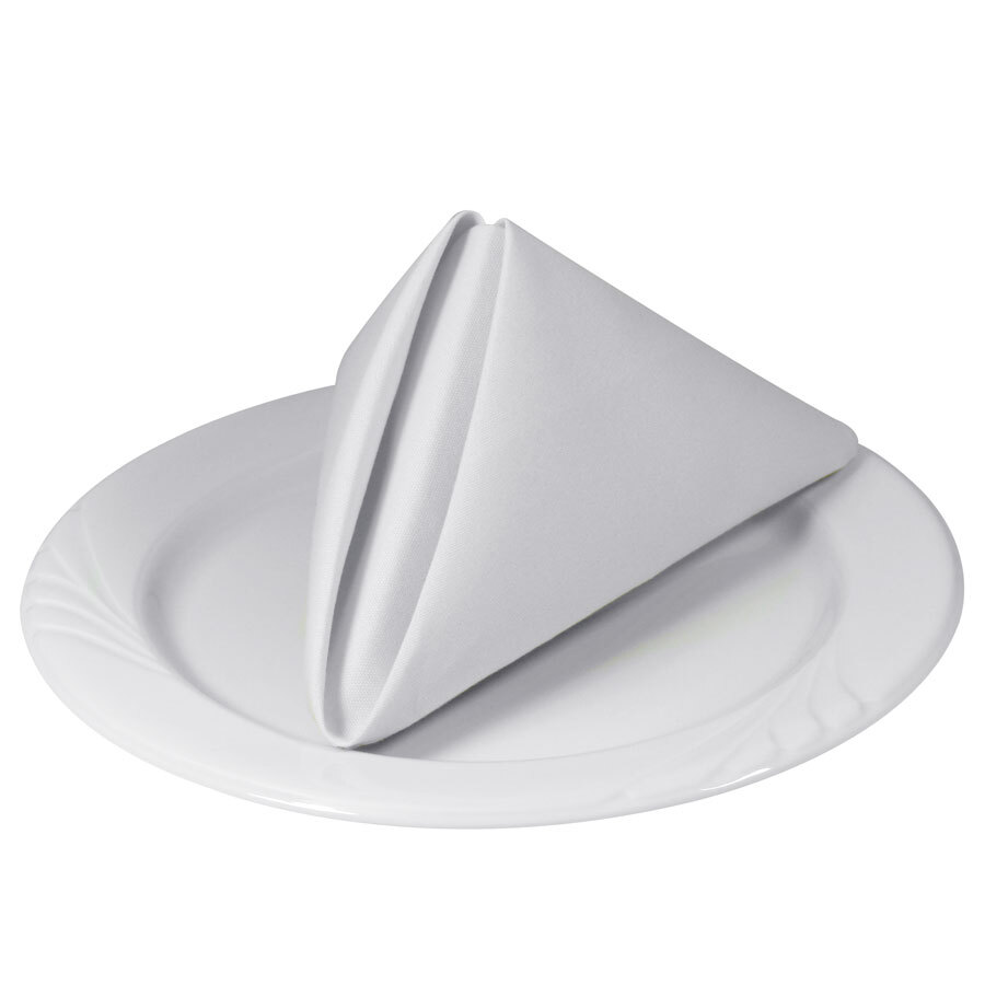 20" x 20" White Hemmed Polyspun Cloth Napkin 12 / Pack
