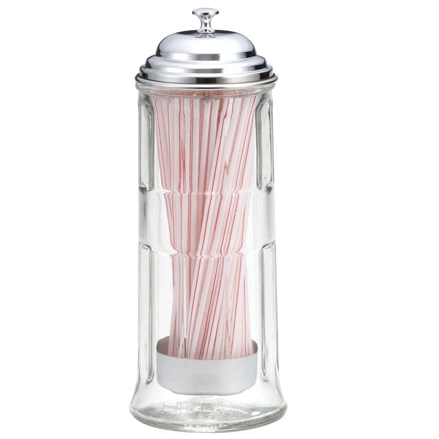 Tablecraft H714CH Glass Countertop Straw Holder