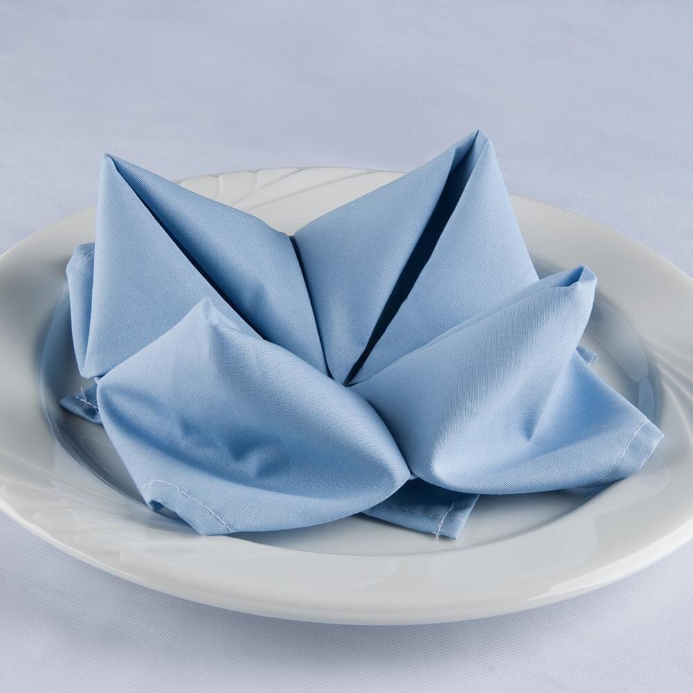 20" x 20" Light Blue 100 Polyester Hemmed Cloth Napkin 12 / Pack