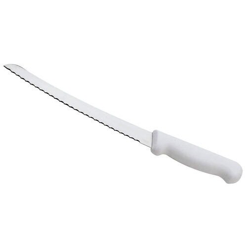 9 1/2" Curved Serrated Bread Knife with White Polypropylene Handle