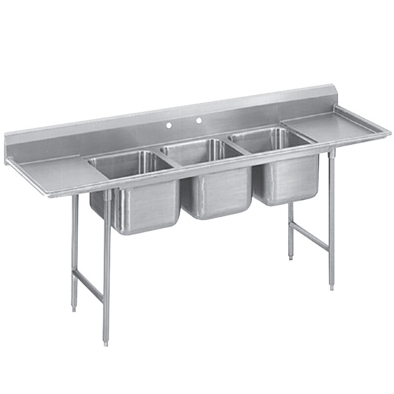 ... Super Saver Three Compartment Pot Sink with Two Drainboards - 115