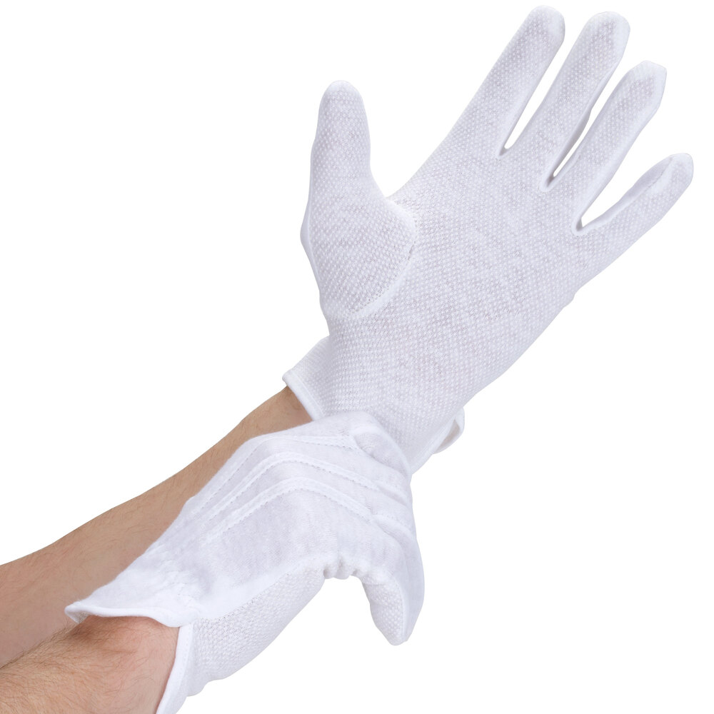 San Jamar 5312WHM Medium White Waiter's Gloves