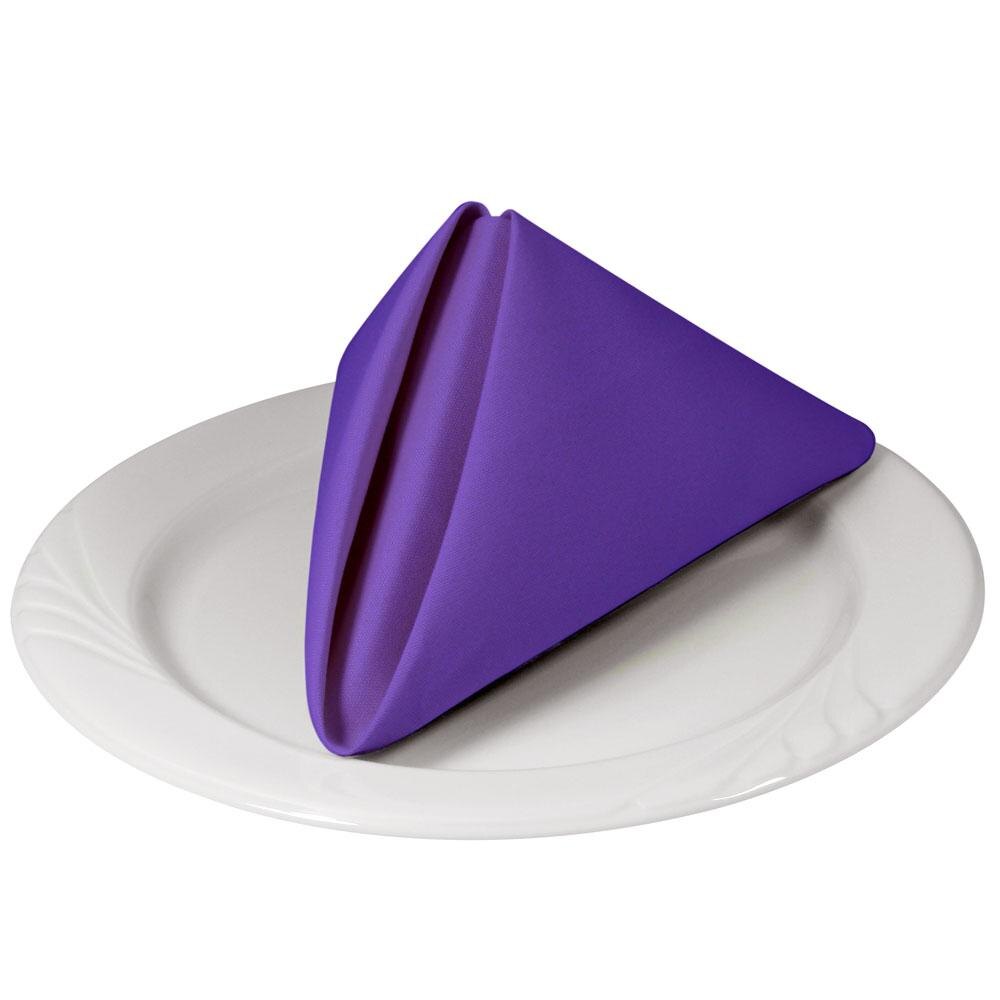 22" x 22" Purple Hemmed Polyspun Cloth Napkin 12 / Pack