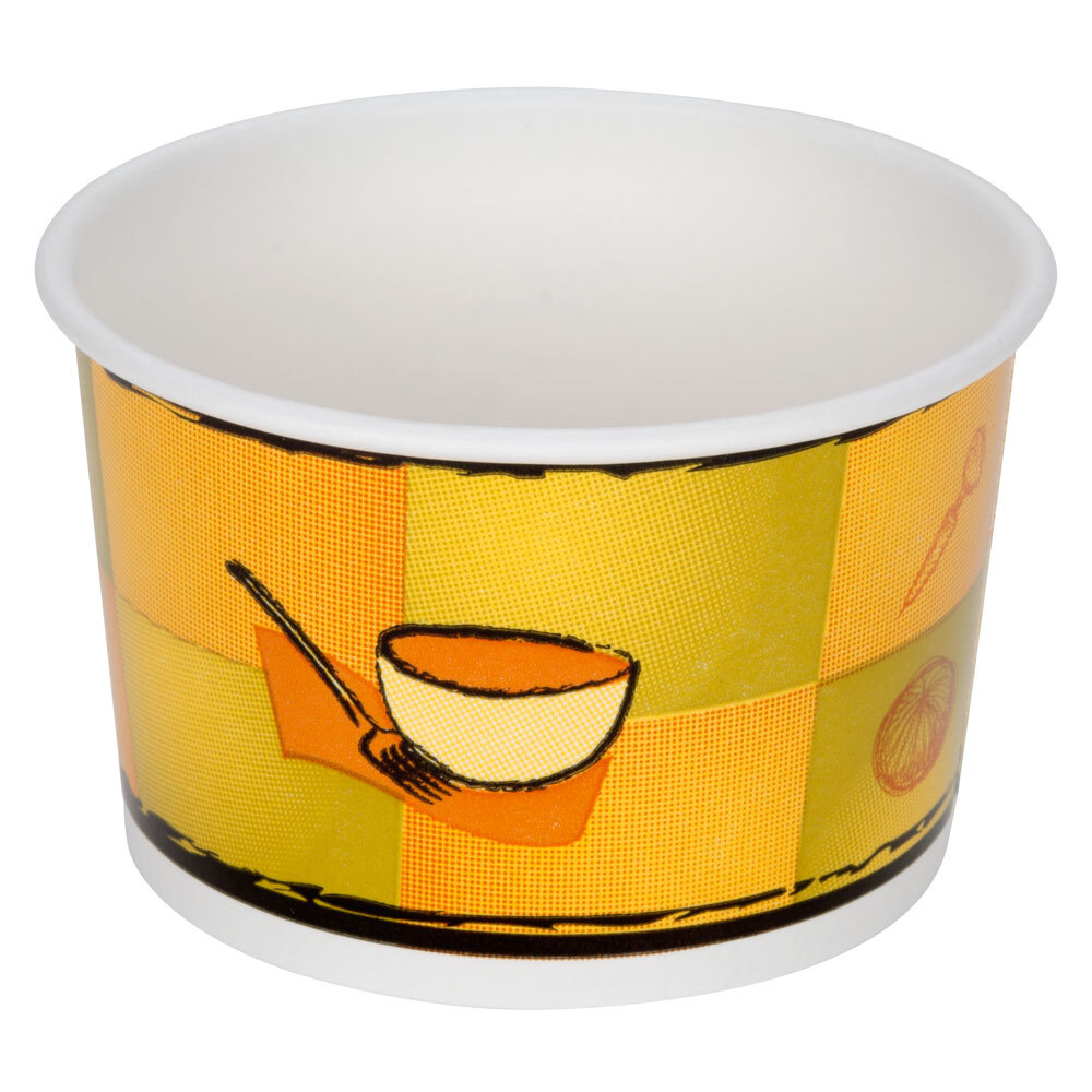 Huhtamaki 70408 8 oz. Paper Soup / Hot Food Cup with Plastic Lid