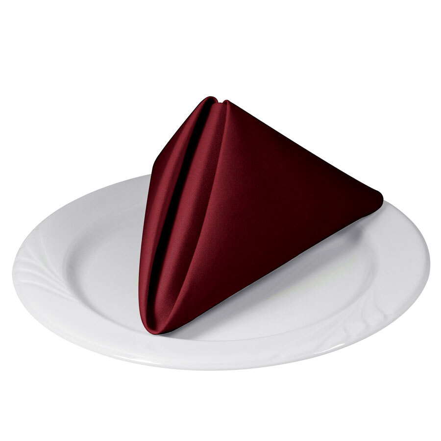 20" x 20" Burgundy Hemmed Polyspun Cloth Napkin 12 / Pack