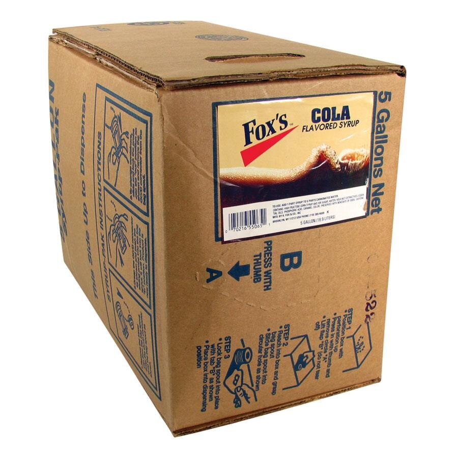 Fox's Bag In Box Cola Beverage / Soda Syrup 5 Gallon