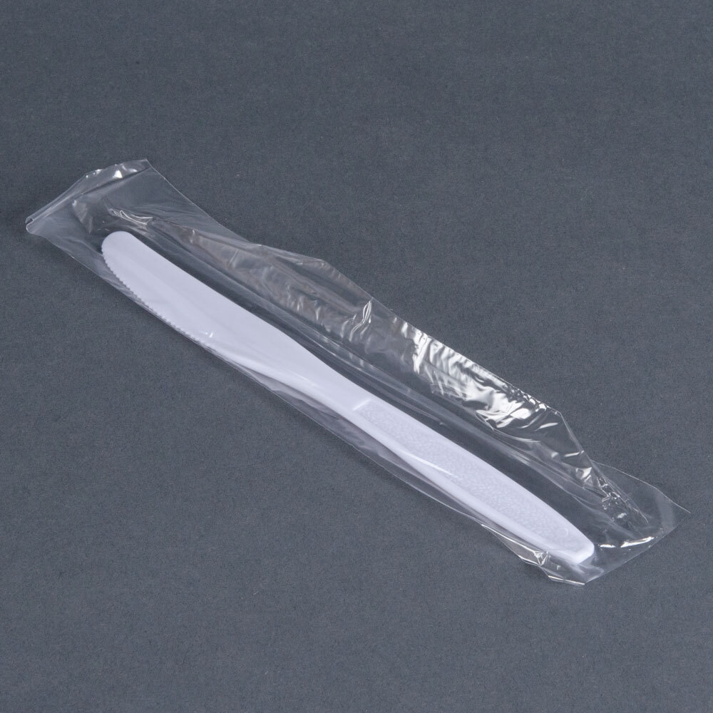 Visions Individually Wrapped Heavy Weight White Plastic Knife 1000 / Case