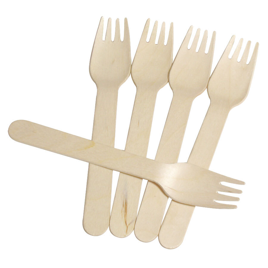 Ecogecko Disposable Wooden Fork Heavy Weight 100 / Pack