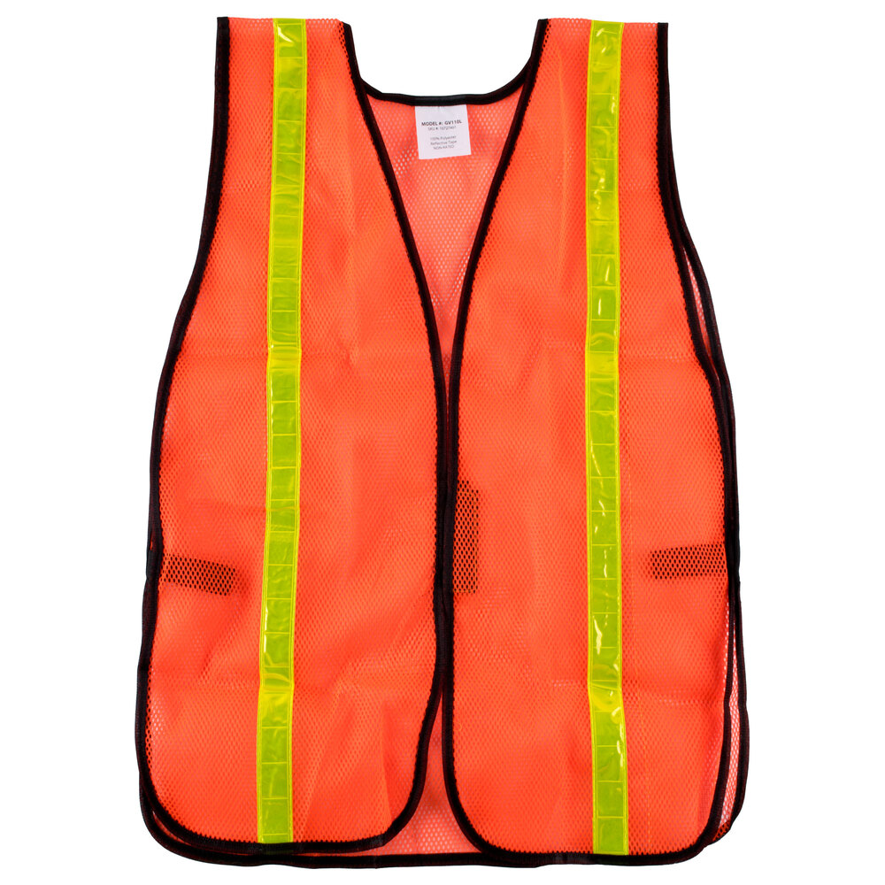 Orange High Visibility Safety Vest with Velcro Closure and 1