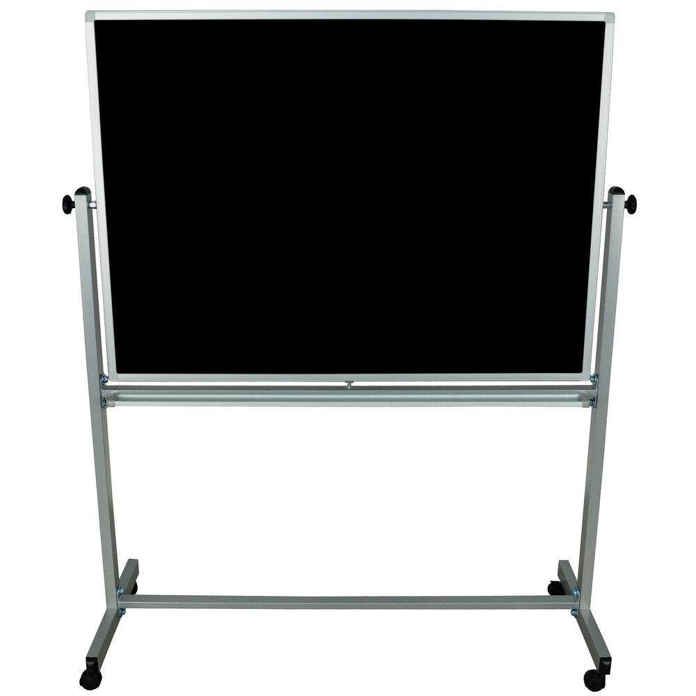 luxor h wilson mb4836 48 x 36 double sided magnetic whiteboard chalkboard and stand