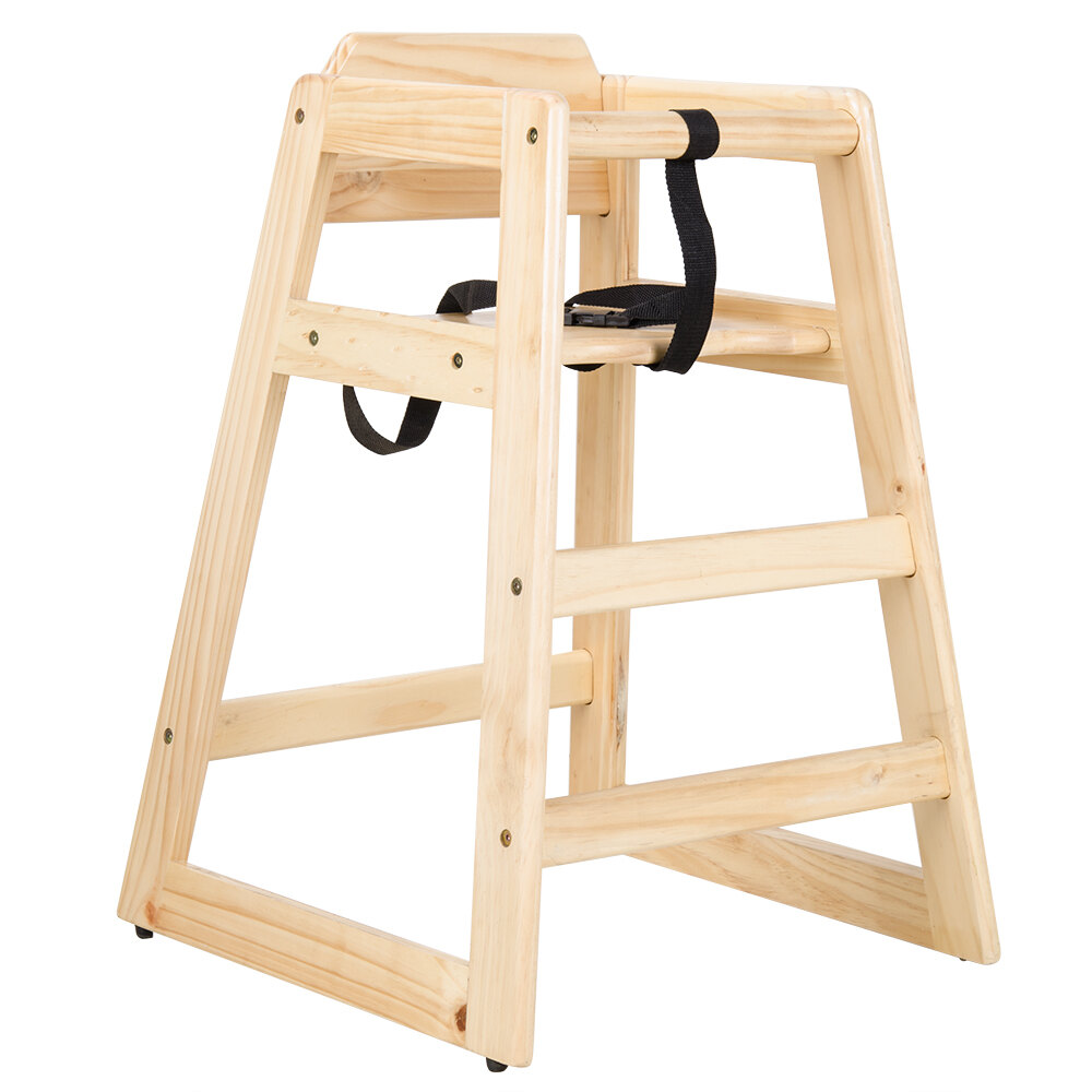 Lancaster Table & Seating Natural Finish Stacking Restaurant Wood High Chair Unassembled
