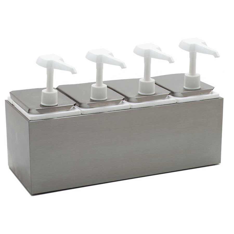 Carlisle 38504 Condiment Dispenser Rail with 4 Standard Pumps