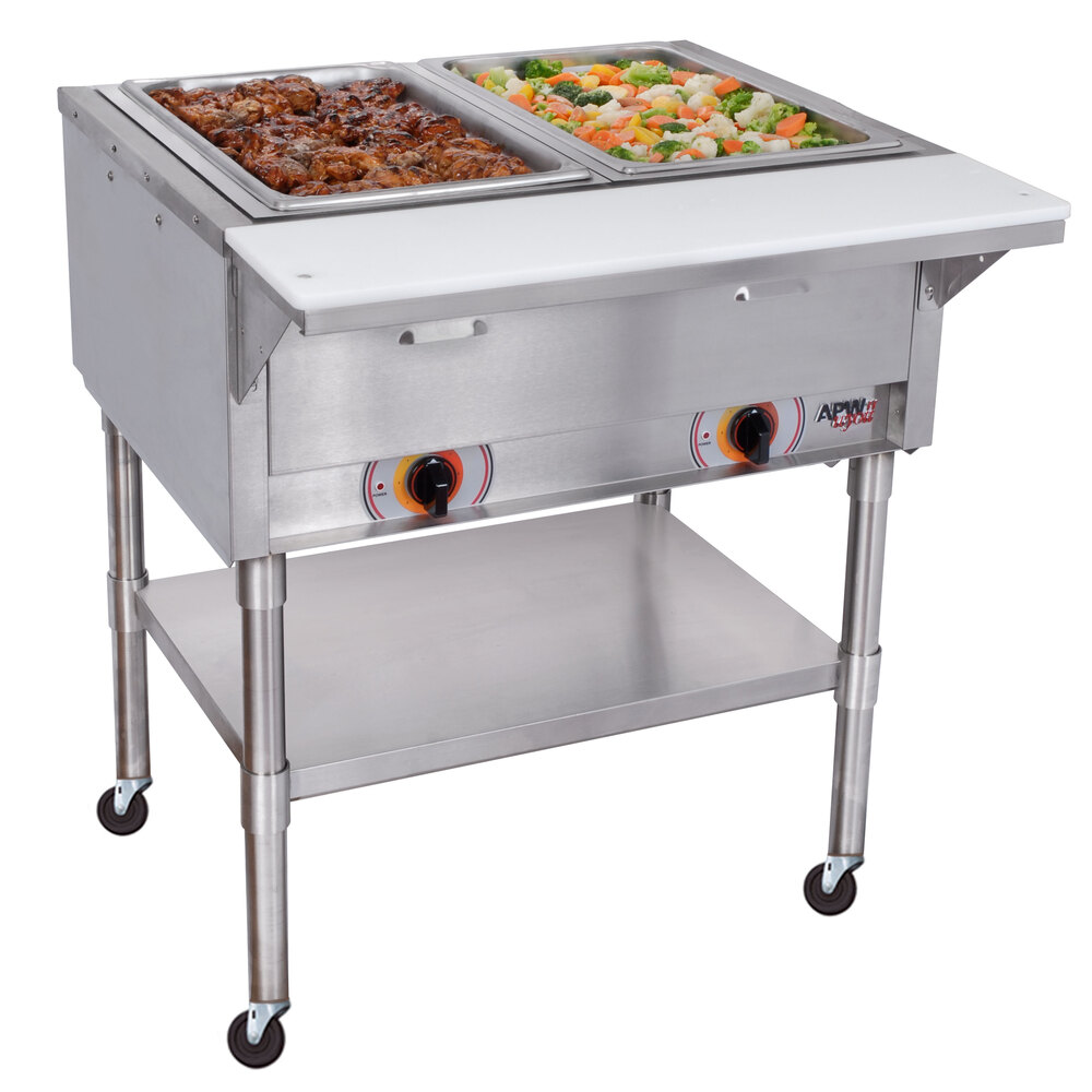 APW Wyott PSST2S Portable Steam Table Two Pan Sealed Well