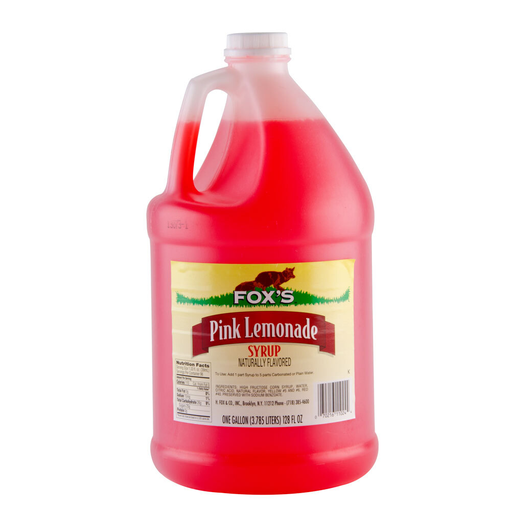 Fox's Pink Lemonade Syrup (4) 1 Gallon Containers / Case