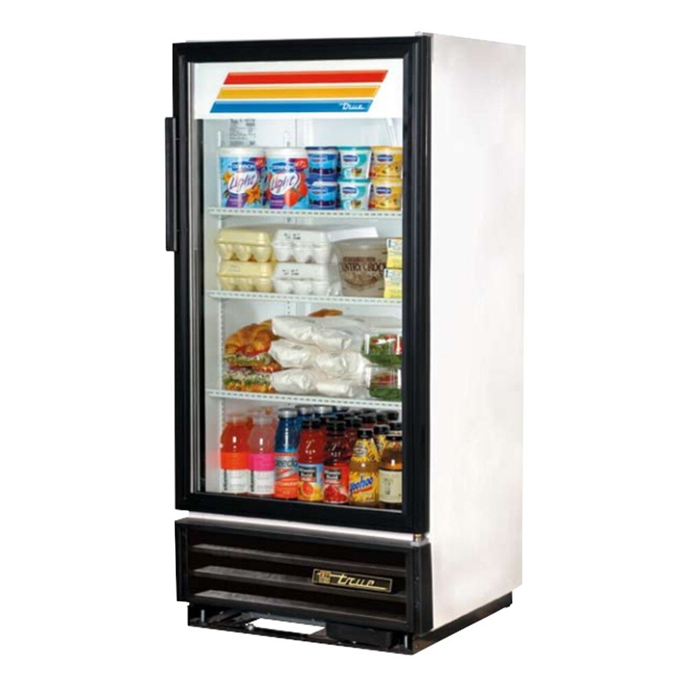 True GDM12LD White Glass Door Refrigerated Merchandiser with LED