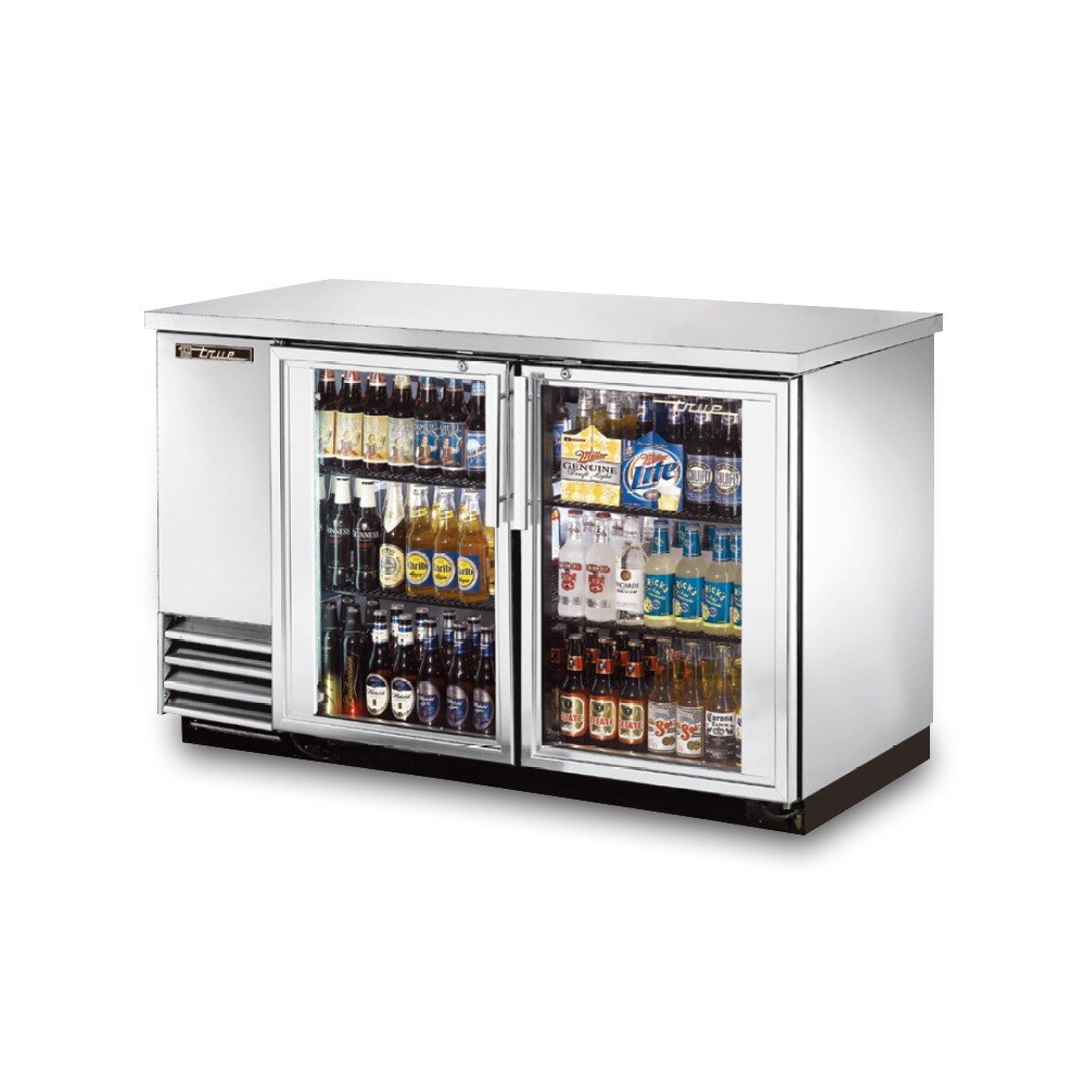 True TBB2GSLD 59" Stainless Steel Glass Door Back Bar Refrigerator
