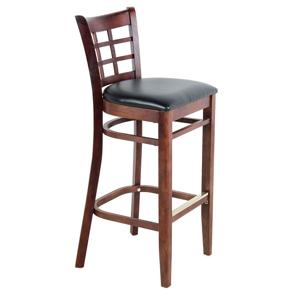 Lancaster Table & Seating Wooden Mahogany Finish Window Back Bar Height