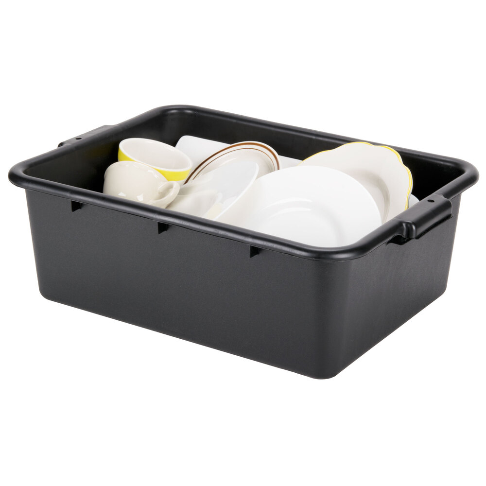 20" x 15" x 7" Black Polypropylene Bus Tub, Bus Box