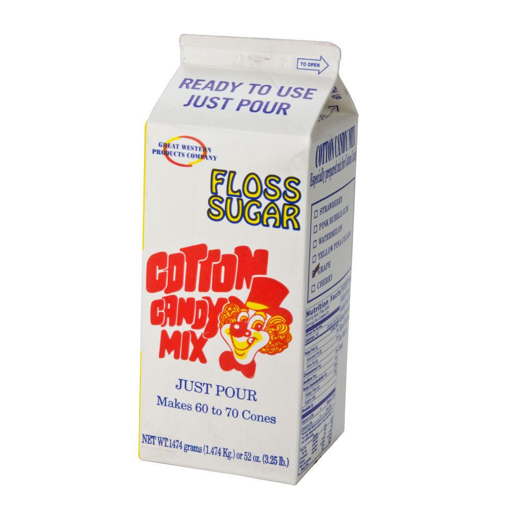 Great Western Purple Grape Cotton Candy Floss Sugar 1/2 Gallon Carton