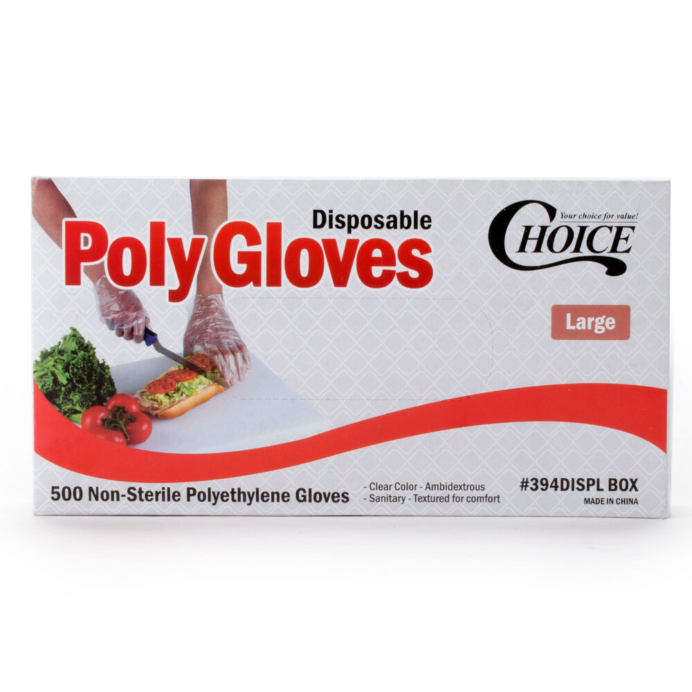Choice Disposable Poly Gloves Large for Food Service